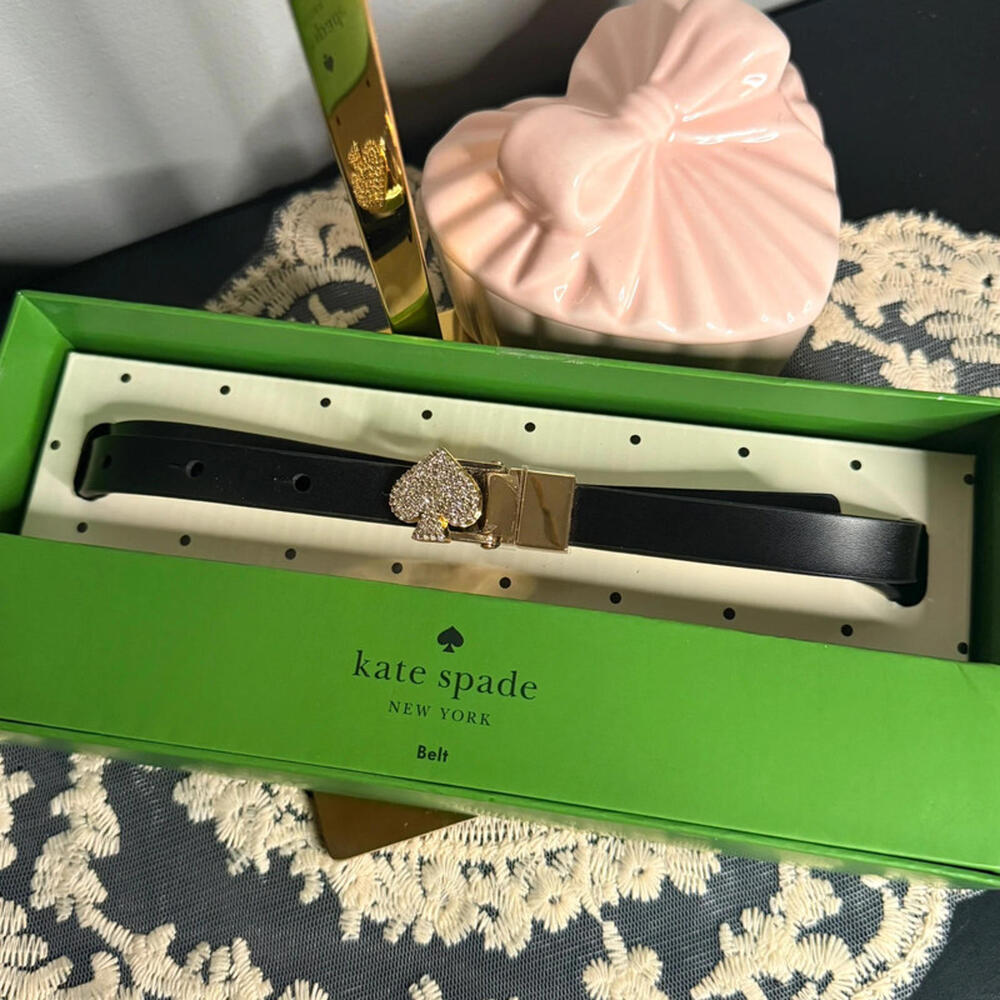 Kate Spade Black Belt with Gold Spade Buckle
